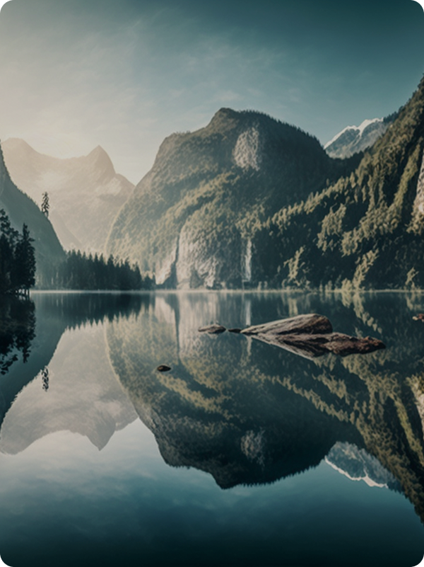 Scenic lake and mountains